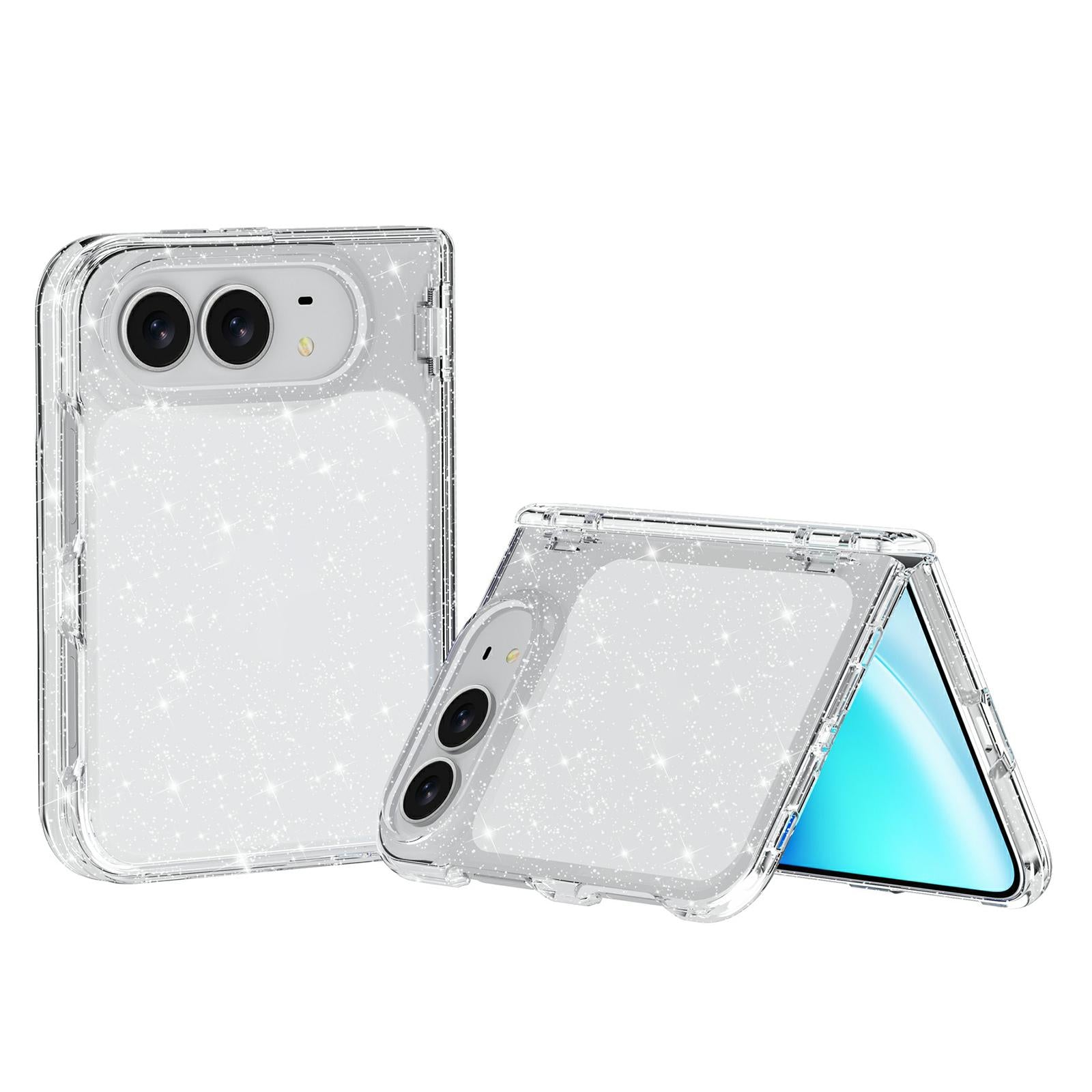 Compatible with iPhone Duo Shockproof Terminator Glitter Powder Phone Case - White