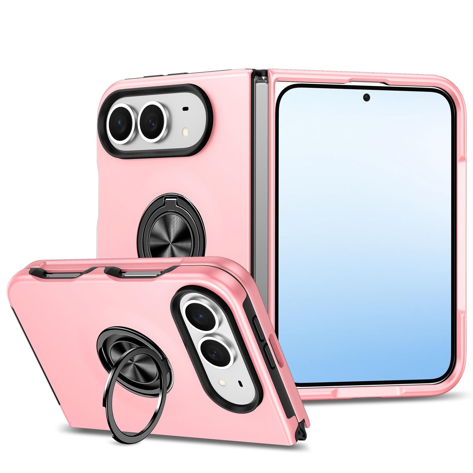 Compatible with iPhone Duo PC + TPU Magnetic Phone Case with Invisible Ring Holder - Rose Gold