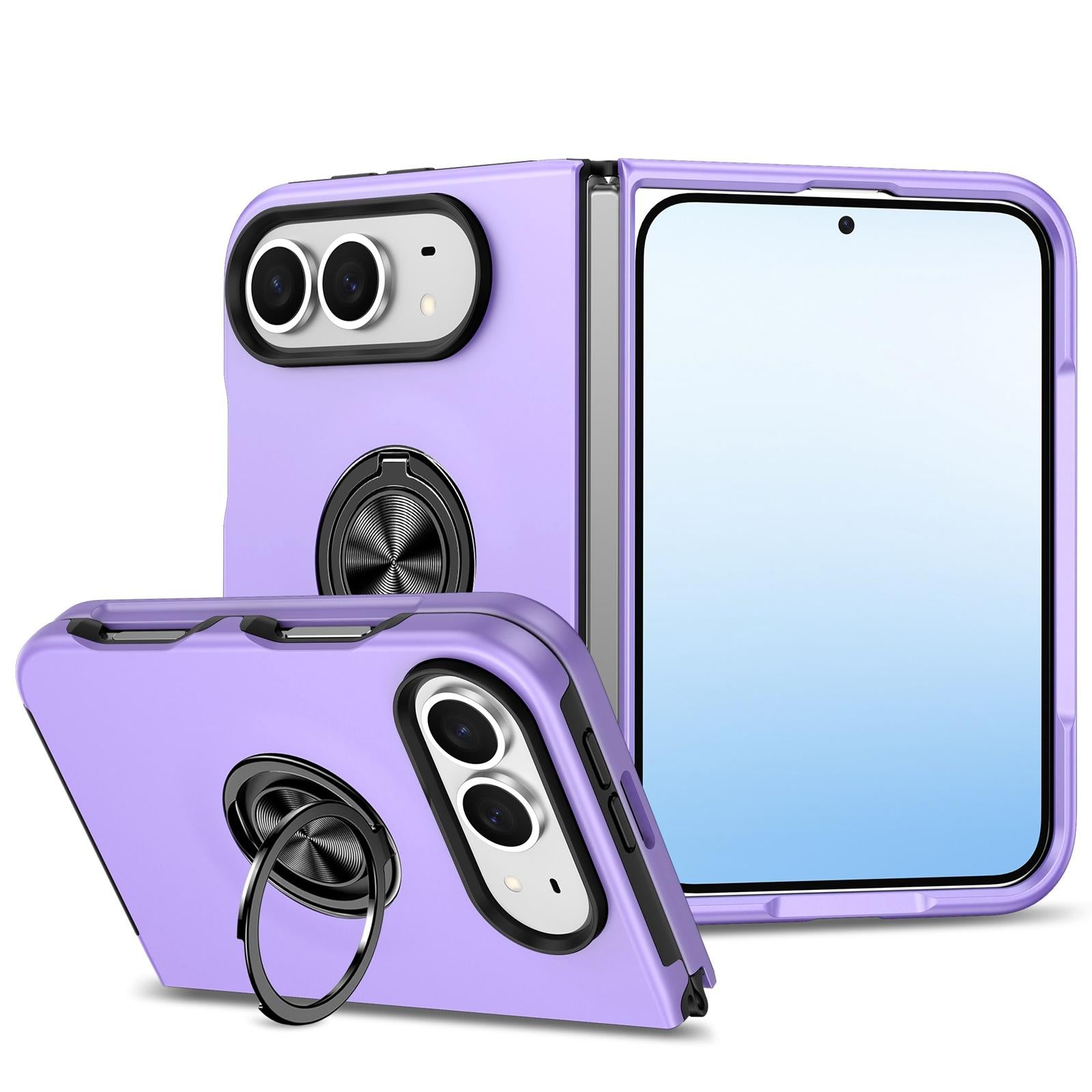 Compatible with iPhone Duo PC + TPU Magnetic Phone Case with Invisible Ring Holder - Purple