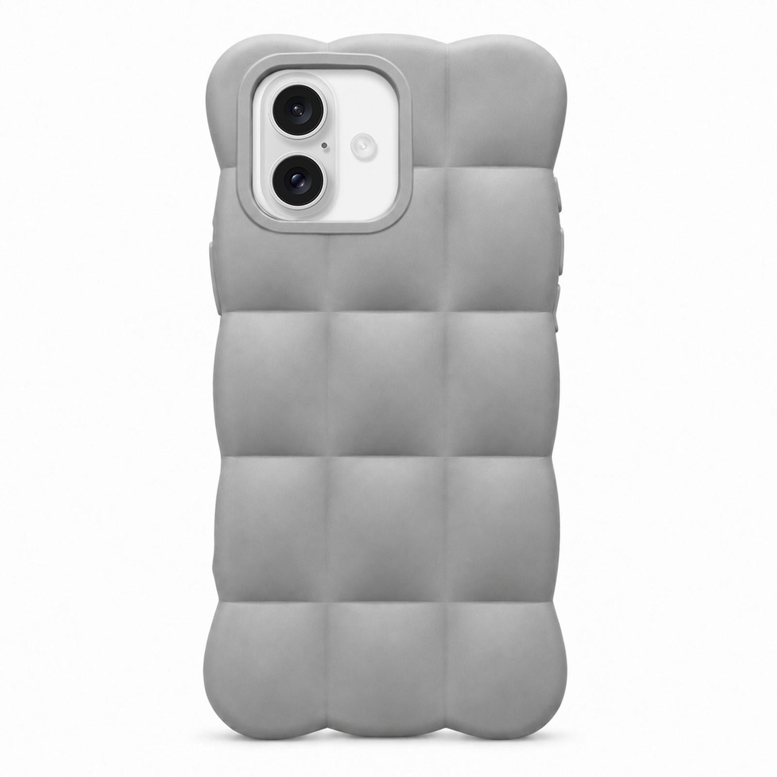 Compatible with iPhone 18 Solid Color Cloud Square TPU Phone Case - Grey