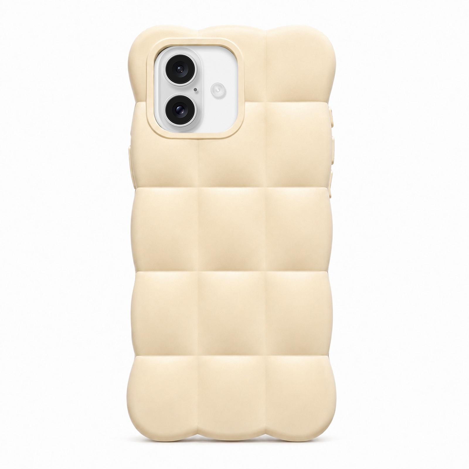Compatible with iPhone 18 Solid Color Cloud Square TPU Phone Case - Beige Yellow