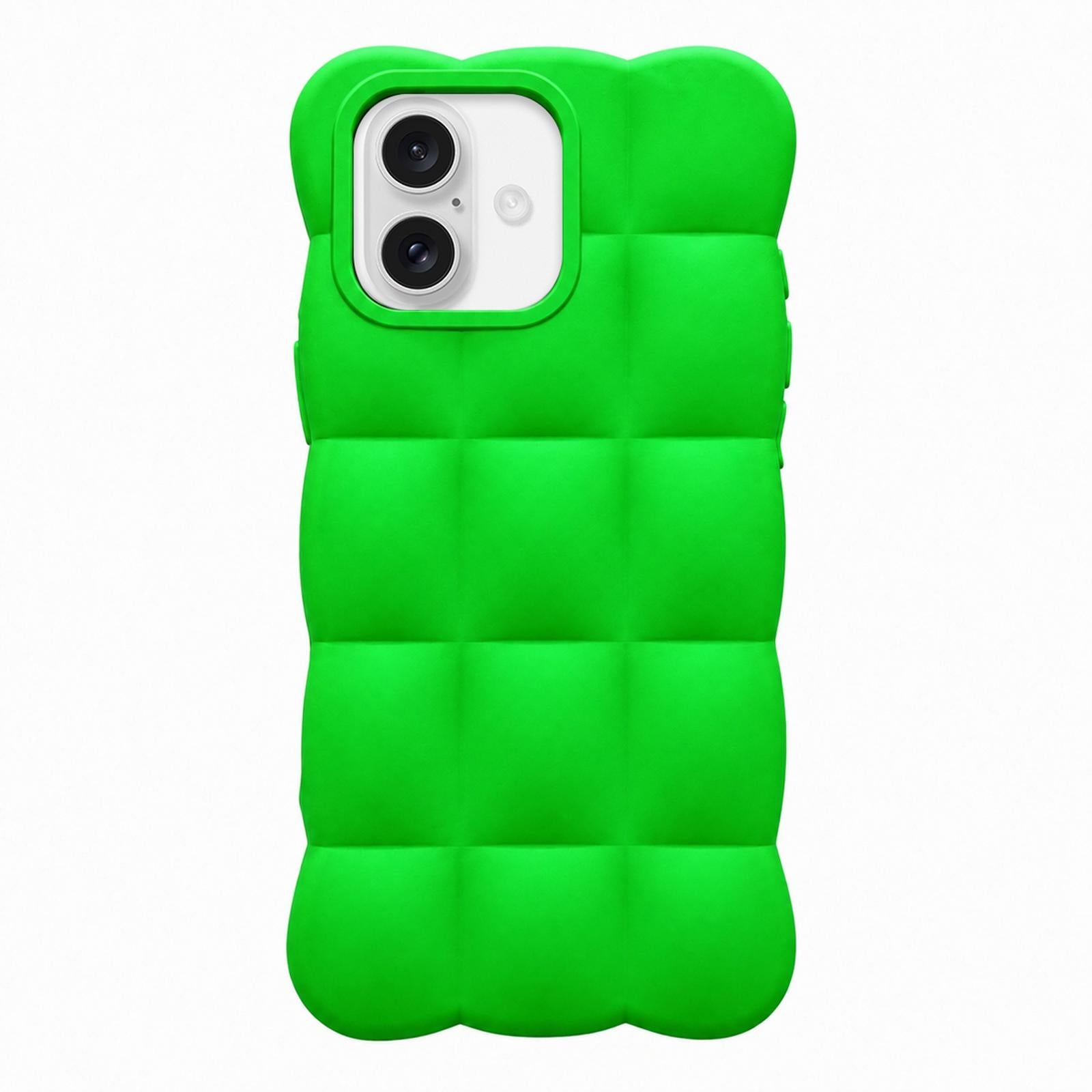 Compatible with iPhone 18 Solid Color Cloud Square TPU Phone Case - Bright Green