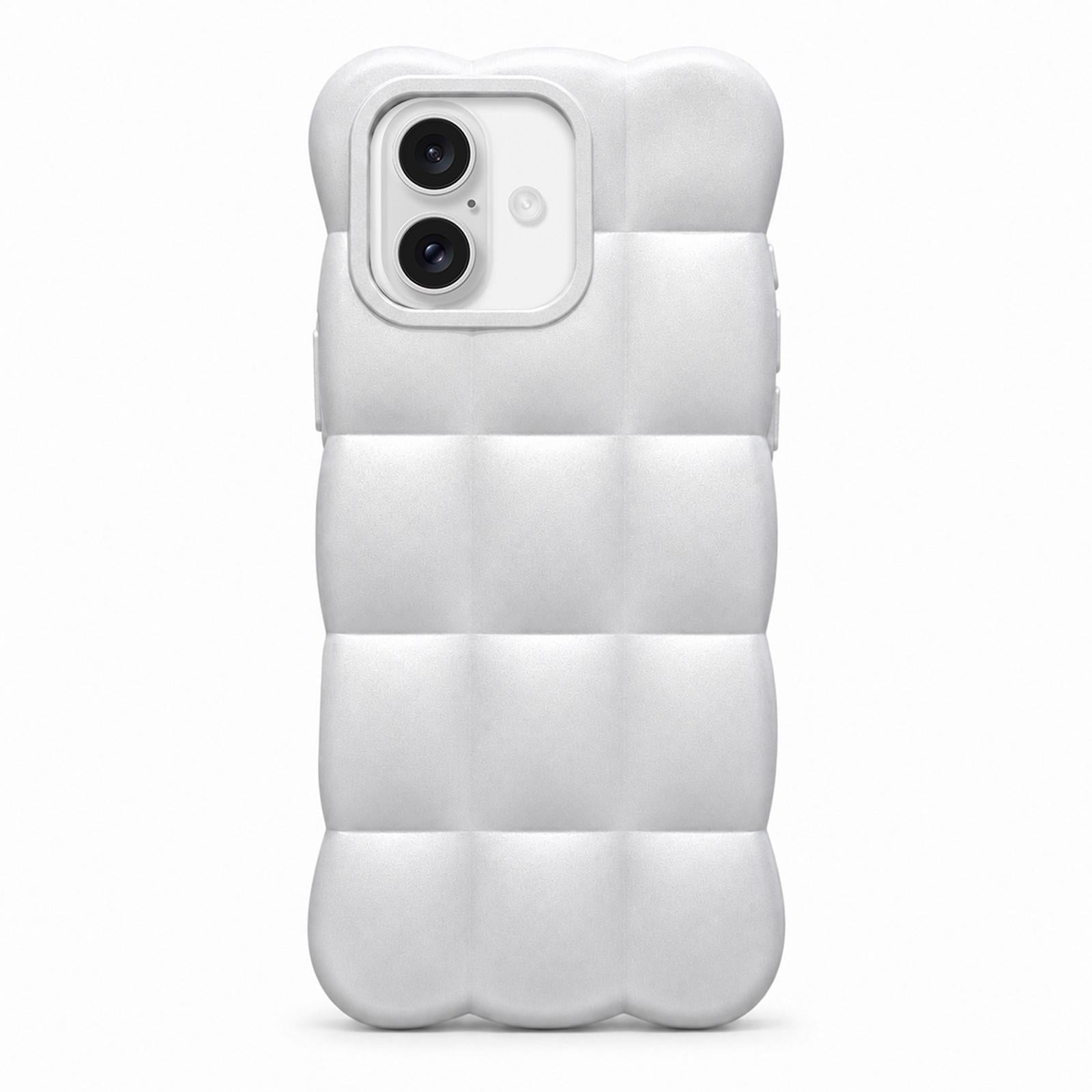 Compatible with iPhone 18 Solid Color Cloud Square TPU Phone Case - Silver White