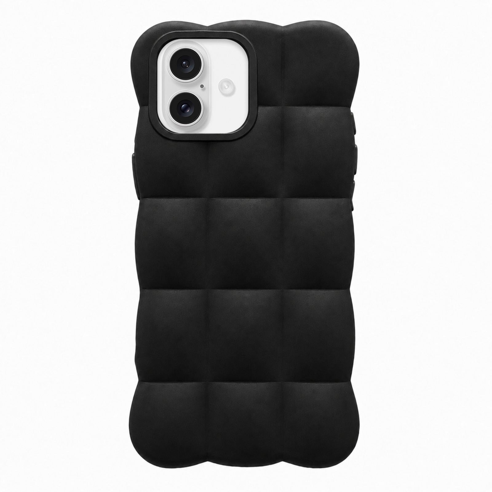 Compatible with iPhone 18 Solid Color Cloud Square TPU Phone Case - Black