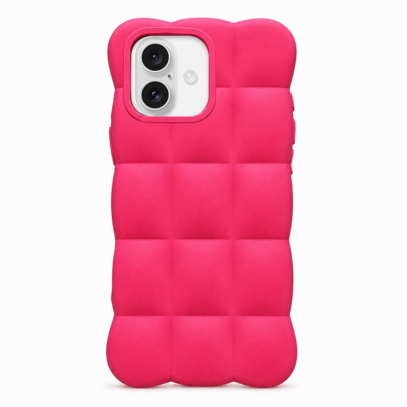 Compatible with iPhone 18 Solid Color Cloud Square TPU Phone Case - Rose Red