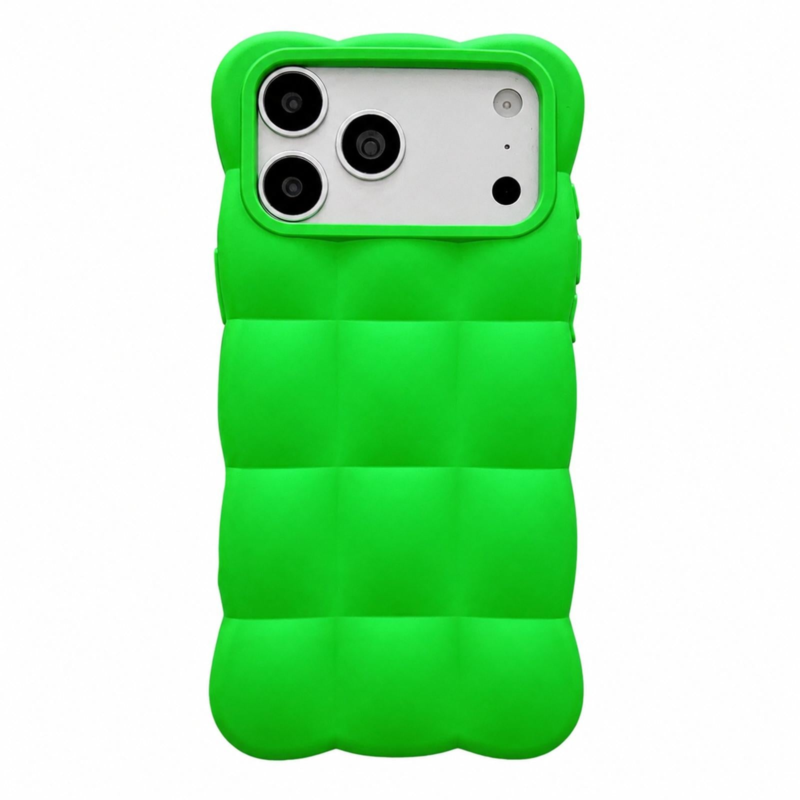 Compatible with iPhone 18 Pro Solid Color Cloud Square TPU Phone Case - Bright Green