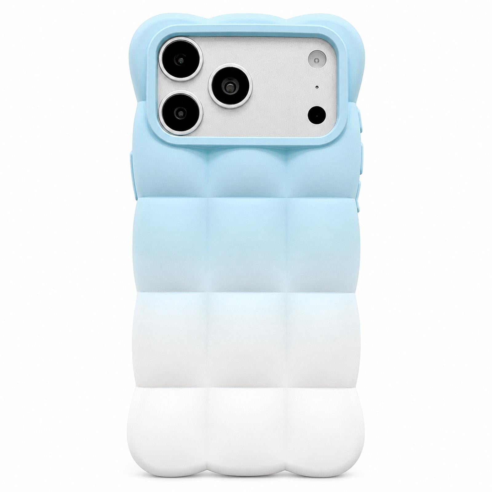 Compatible with iPhone 18 Pro Gradient Cloud Square TPU Phone Case - Blue White