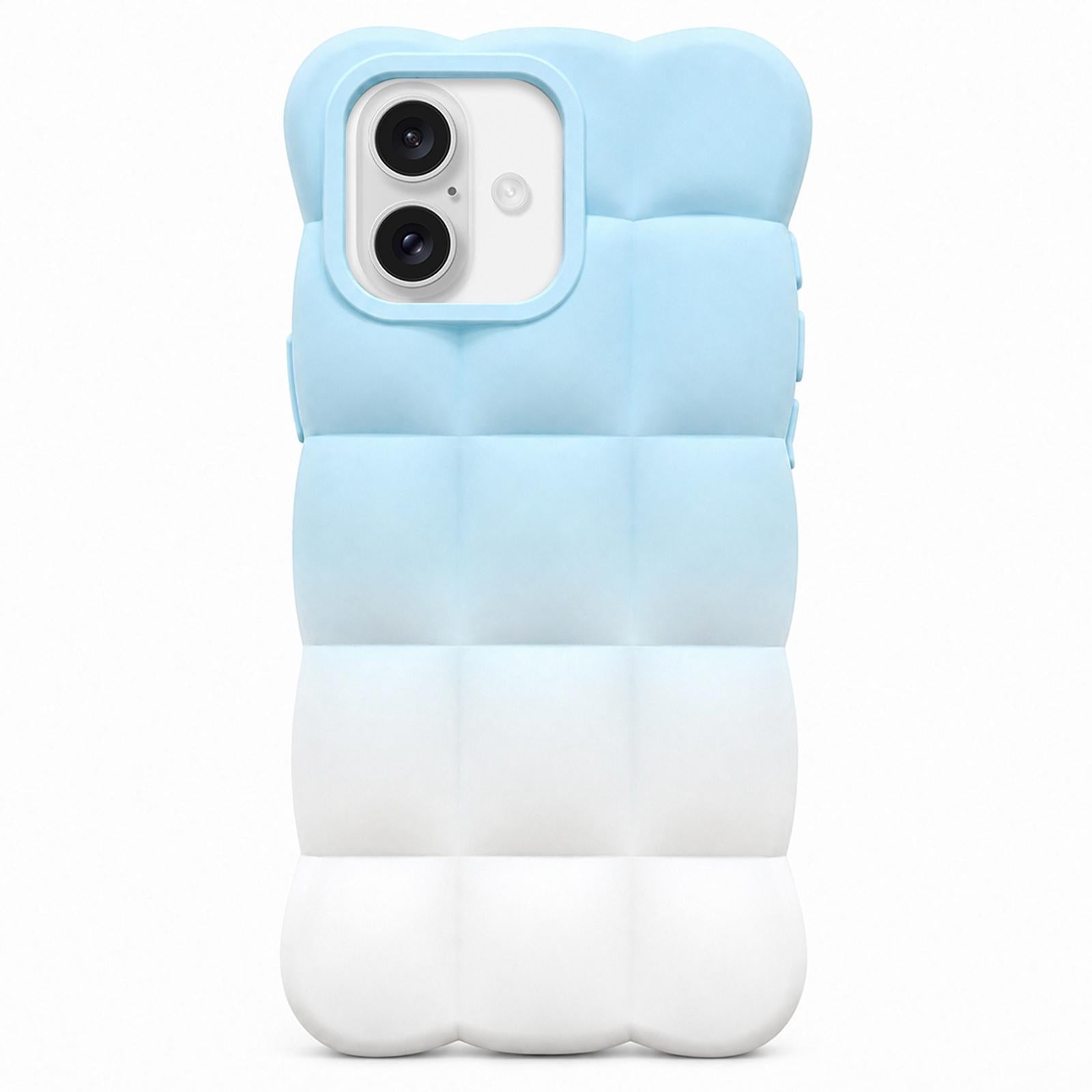 Compatible with iPhone 18 Gradient Cloud Square TPU Phone Case - Blue White