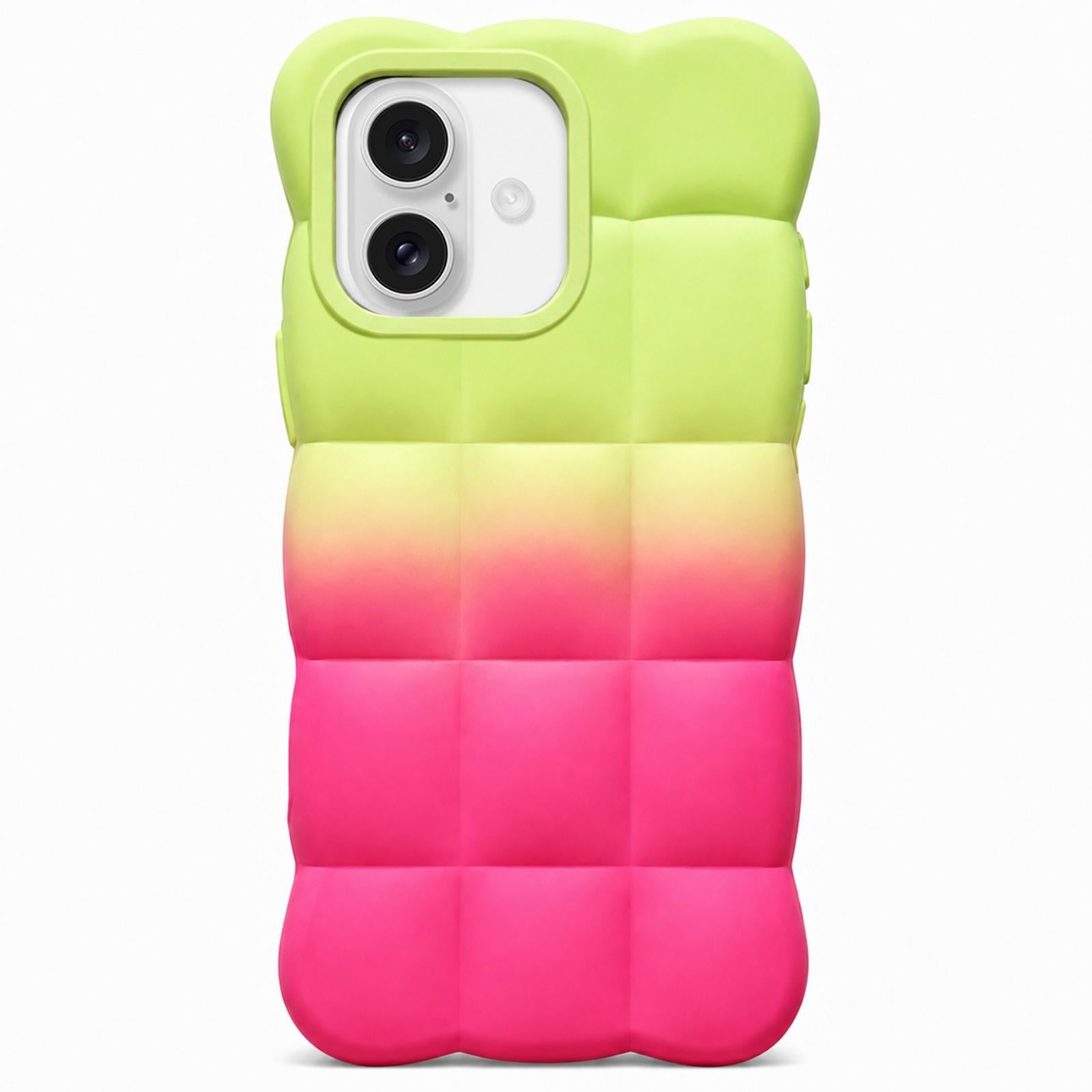 Compatible with iPhone 18 Gradient Cloud Square TPU Phone Case - Green Rose Red