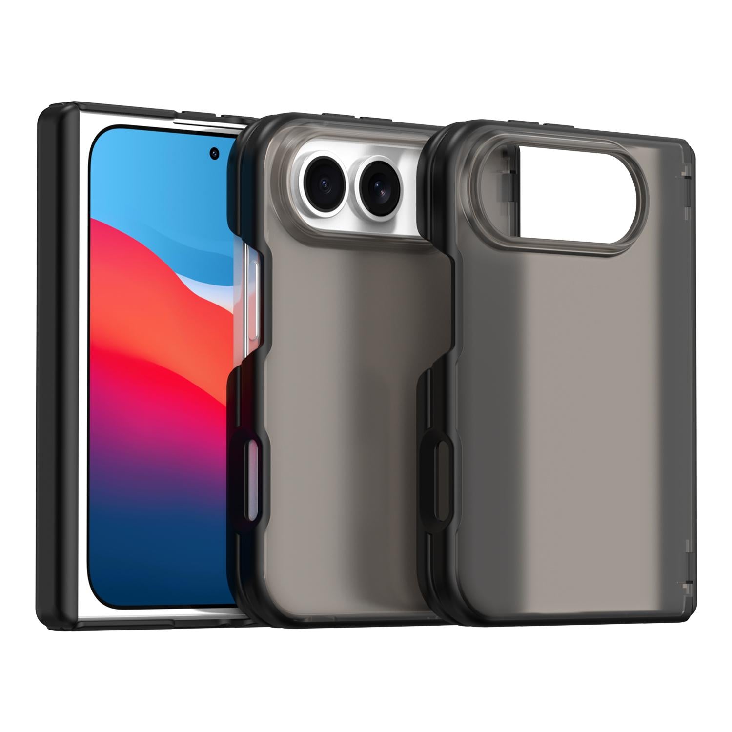 Compatible with iPhone Duo Fan Dun Series TPU Hybrid PC Frosted Central Axis Phone Case - Black