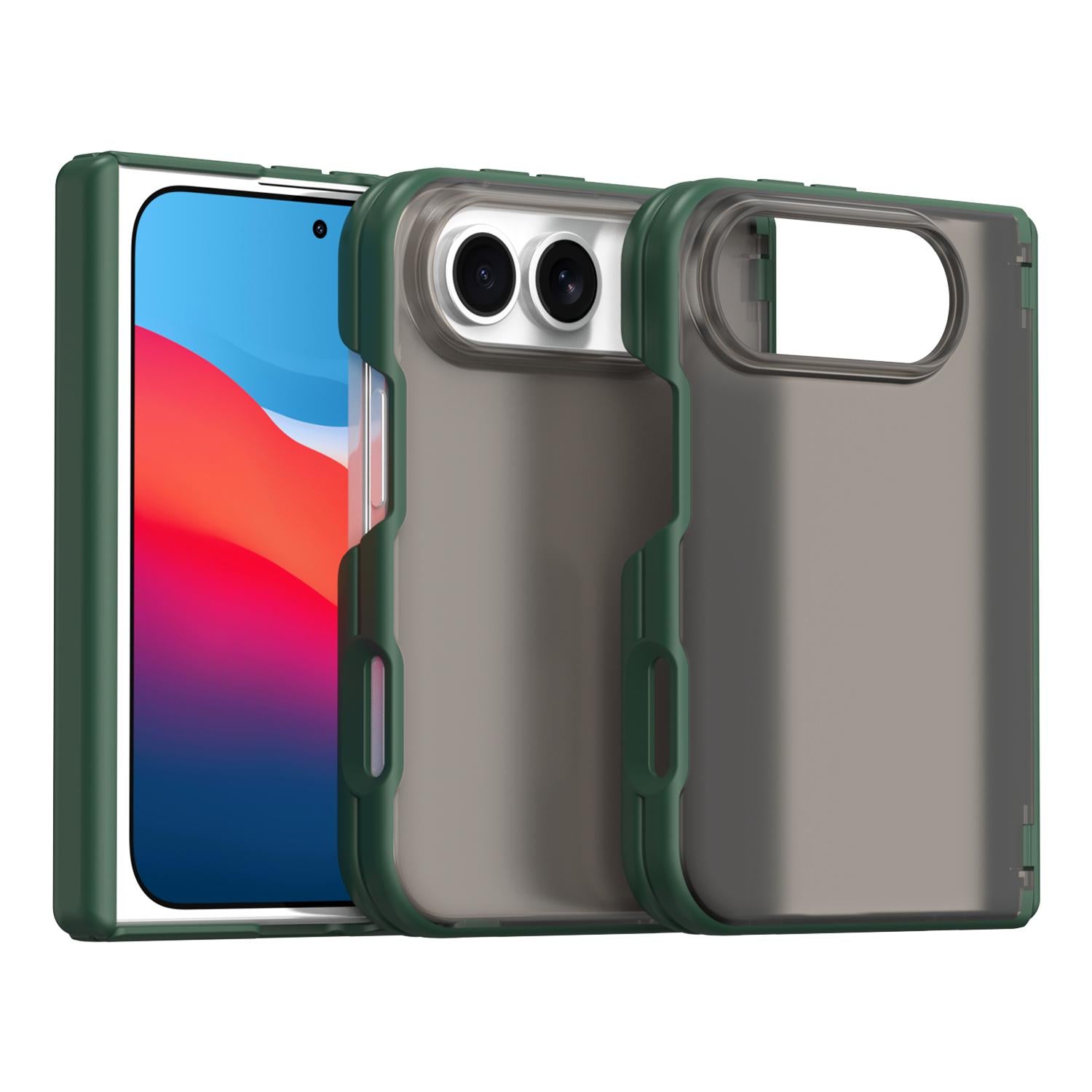 Compatible with iPhone Duo Fan Dun Series TPU Hybrid PC Frosted Central Axis Phone Case - Green