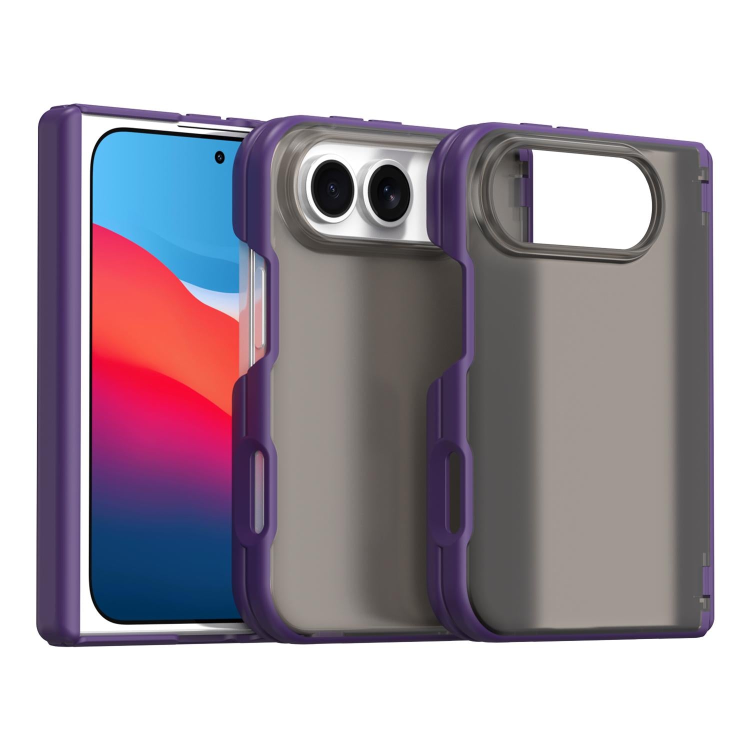 Compatible with iPhone Duo Fan Dun Series TPU Hybrid PC Frosted Central Axis Phone Case - Purple