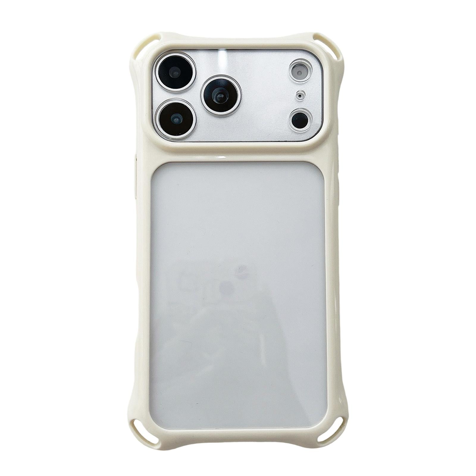 Compatible with iPhone 18 Pro Four-corners Lanyard Holes Acrylic Dual-Layer TPU Phone Case - White