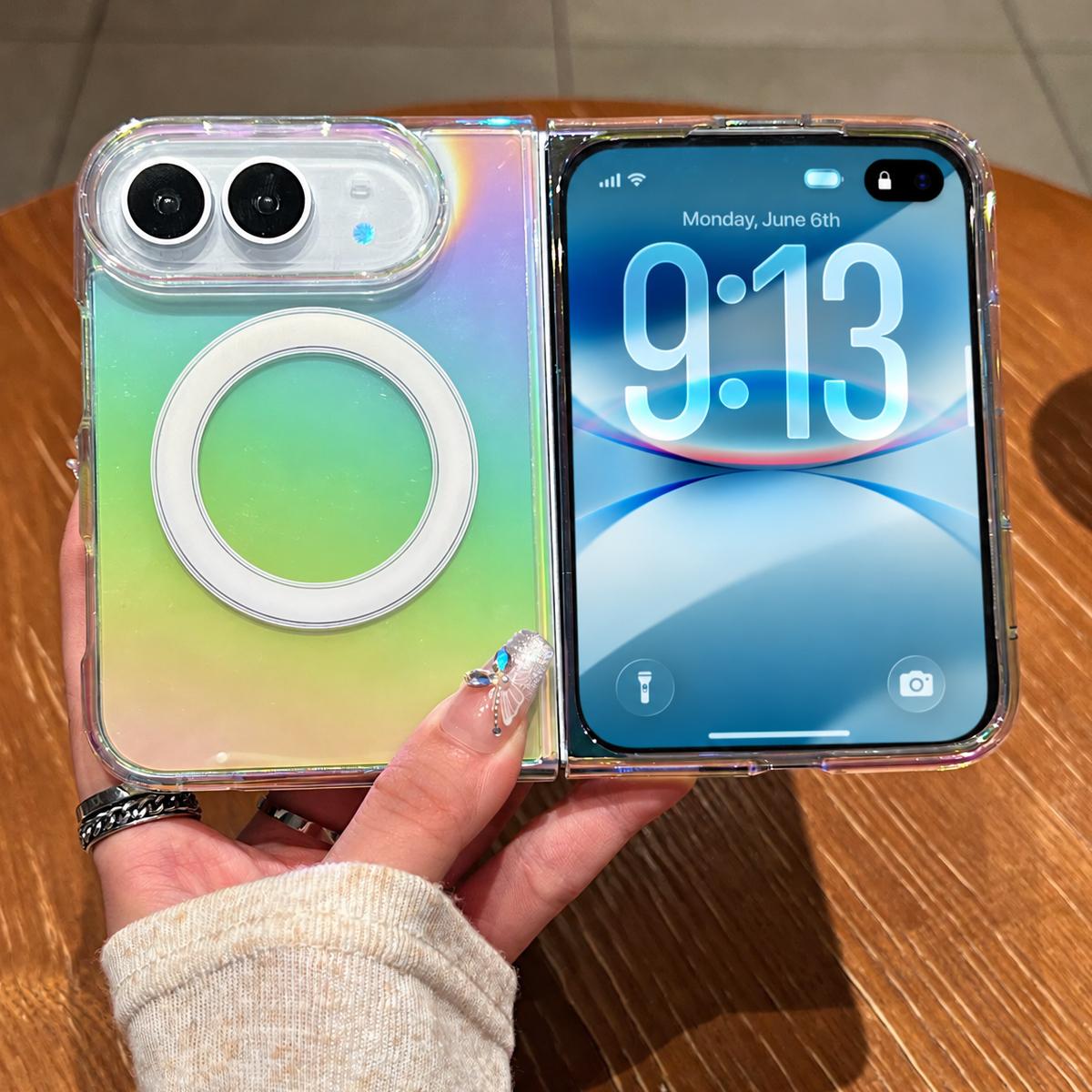 Compatible with iPhone Duo Gradient Color MagSafe Airbag Full Coverage Phone Case - Rainbow