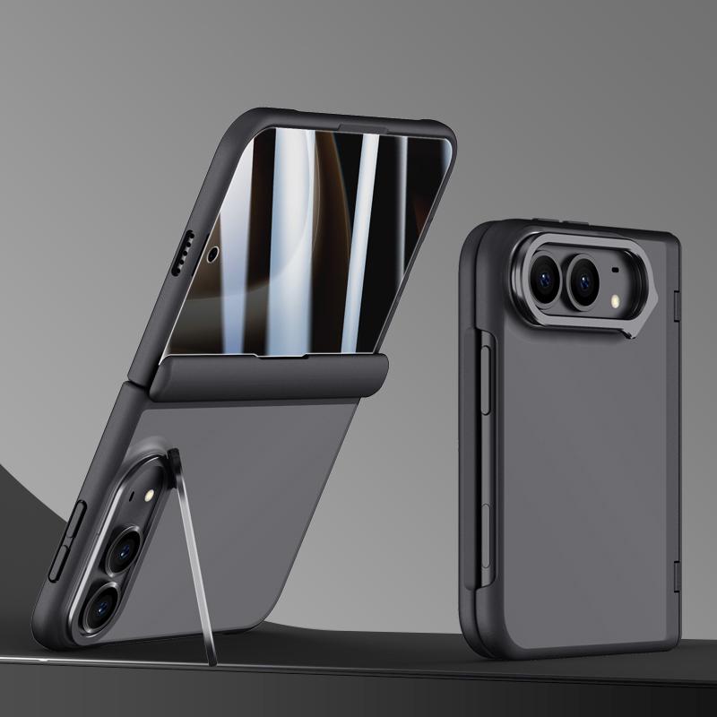 Compatible with iPhone Duo Shield Armor Series Integrated Privacy Film Matte Frosted Full Coverage Phone Case with Lens Holder - Black