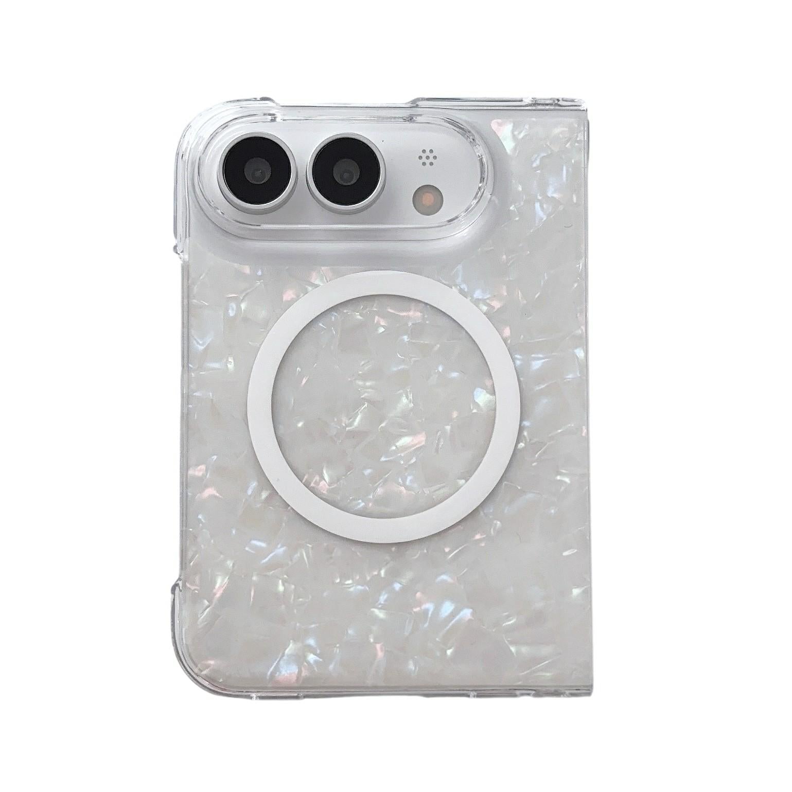 Compatible with iPhone Duo Shell Pattern Two-section PC Magnetic Phone Case - Colorful White