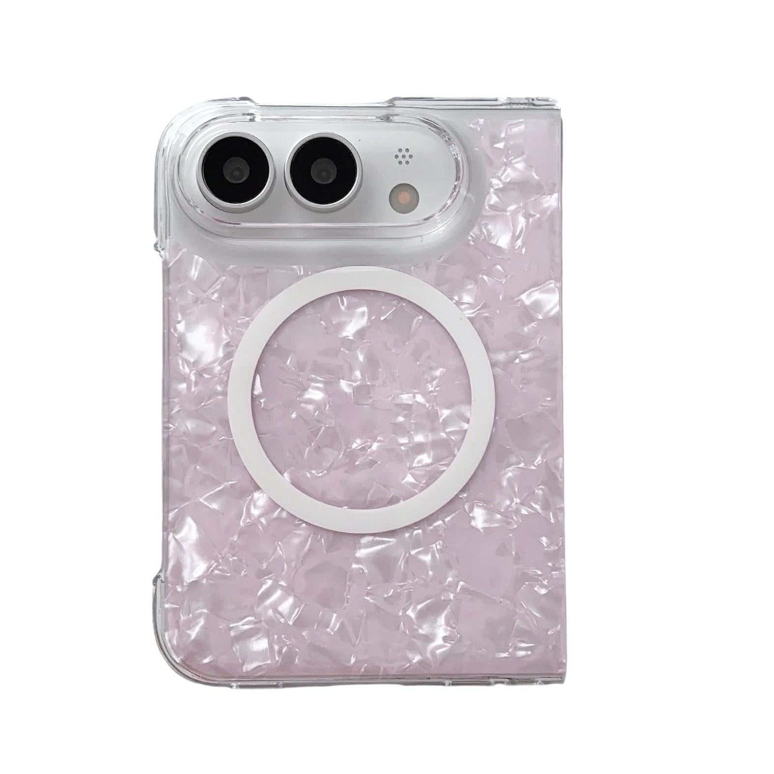 Compatible with iPhone Duo Shell Pattern Two-section PC Magnetic Phone Case - Pink