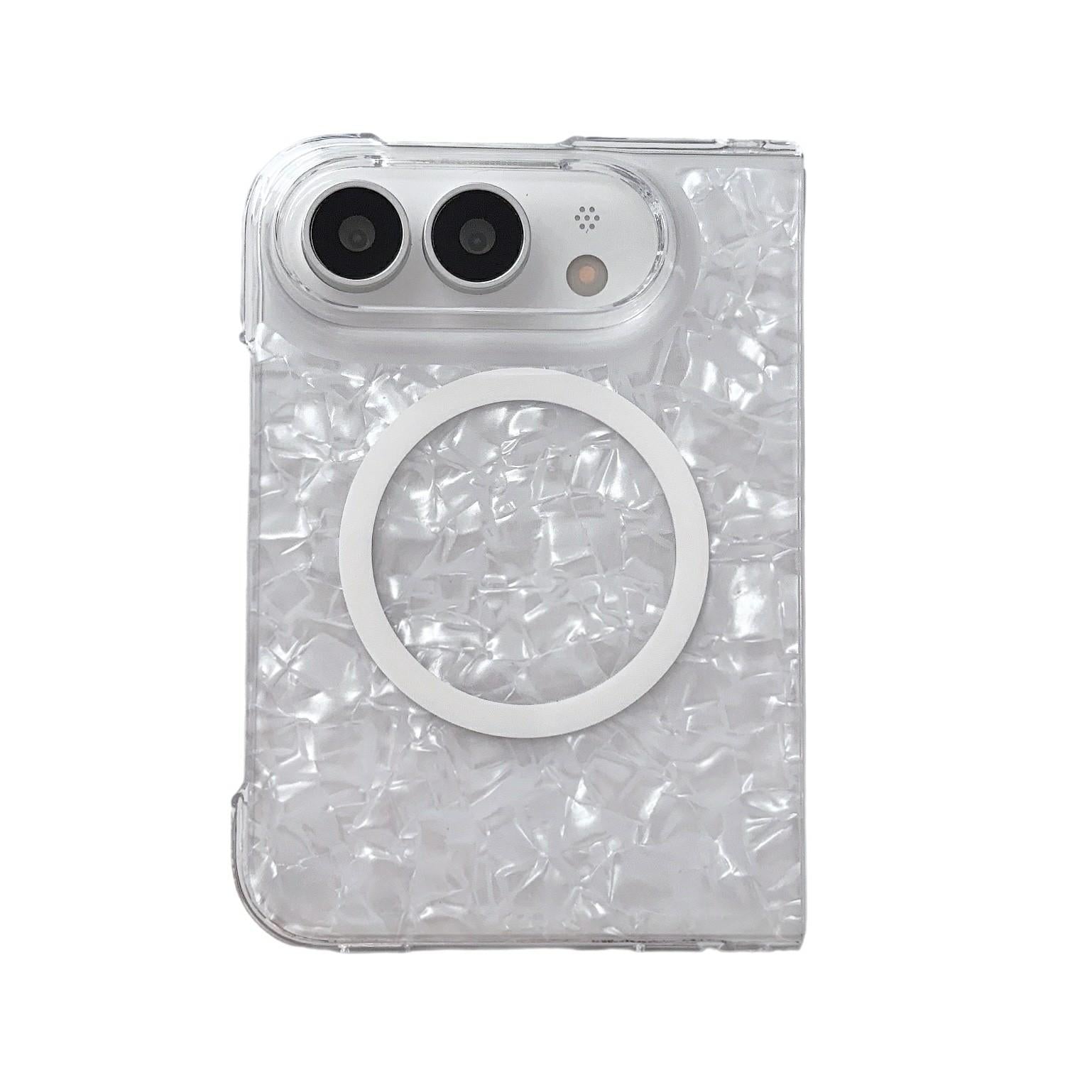 Compatible with iPhone Duo Shell Pattern Two-section PC Magnetic Phone Case - White
