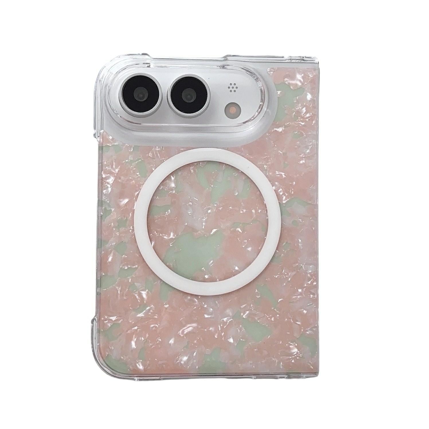 Compatible with iPhone Duo Shell Pattern Two-section PC Magnetic Phone Case - Pink Green