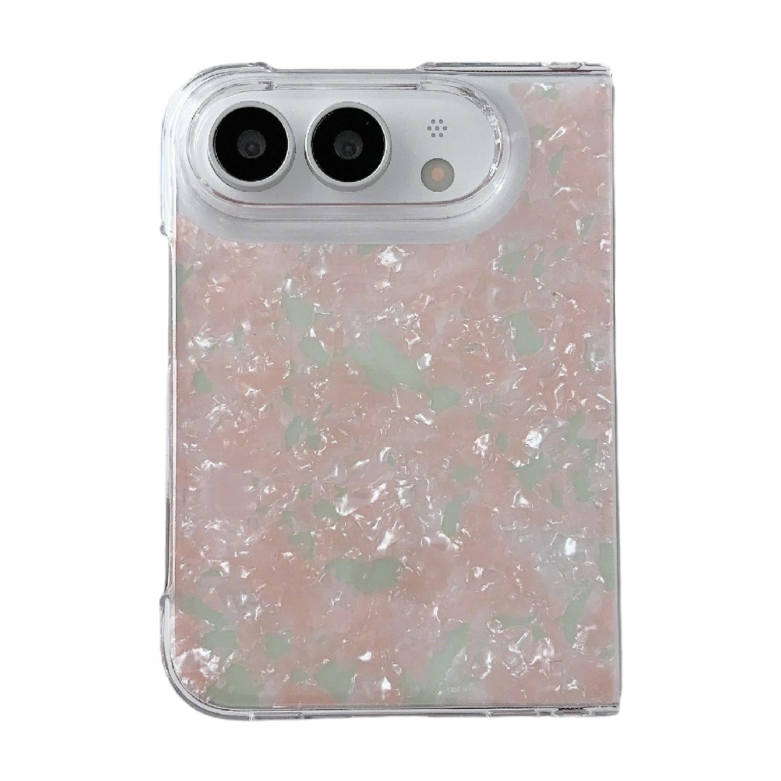 Compatible with iPhone Duo Shell Pattern Two-section PC Phone Case - Pink Green