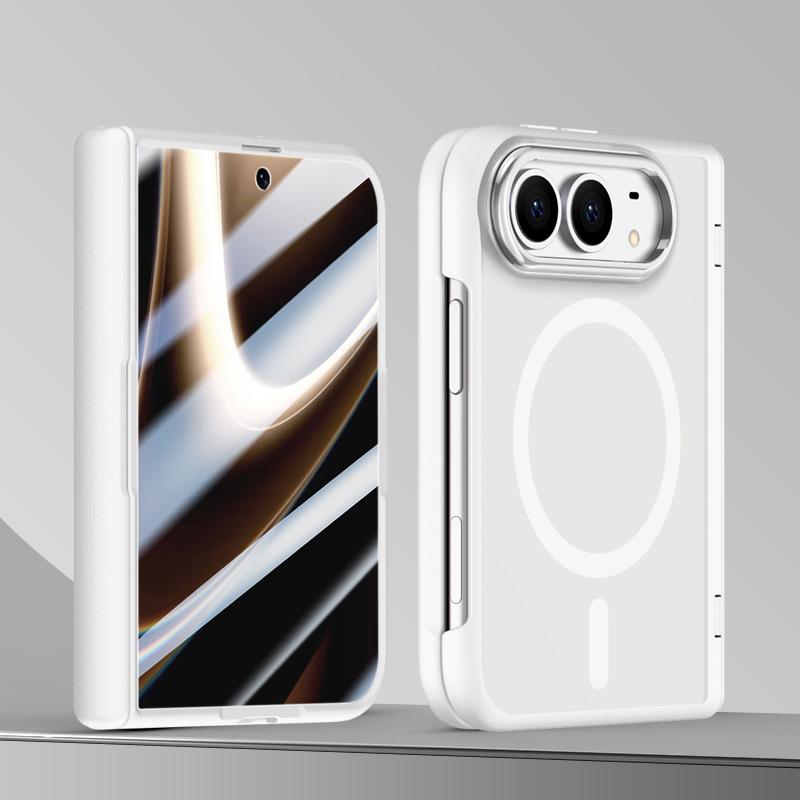 Compatible with iPhone Duo Shield Series Integrated HD Film Matte Frosted Magnetic Phone Case - White