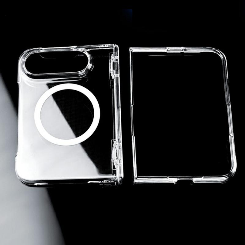 Compatible with iPhone Duo Central Axis Magnetic PC Phone Case - Transparent