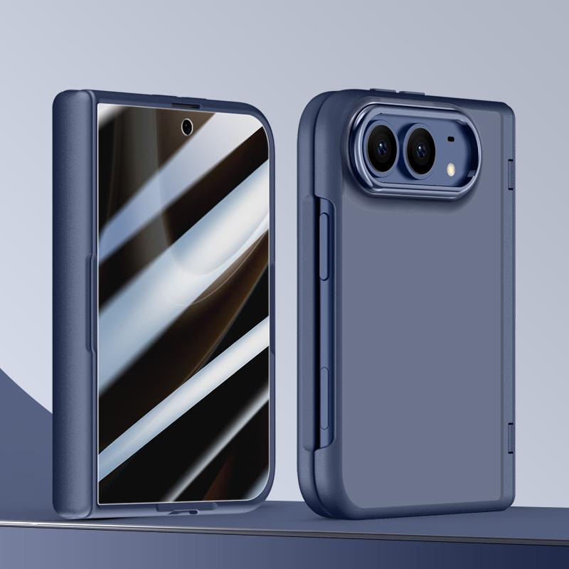Compatible with iPhone Duo Shield Series Integrated Privacy Film Matte Frosted Phone Case - Navy Blue