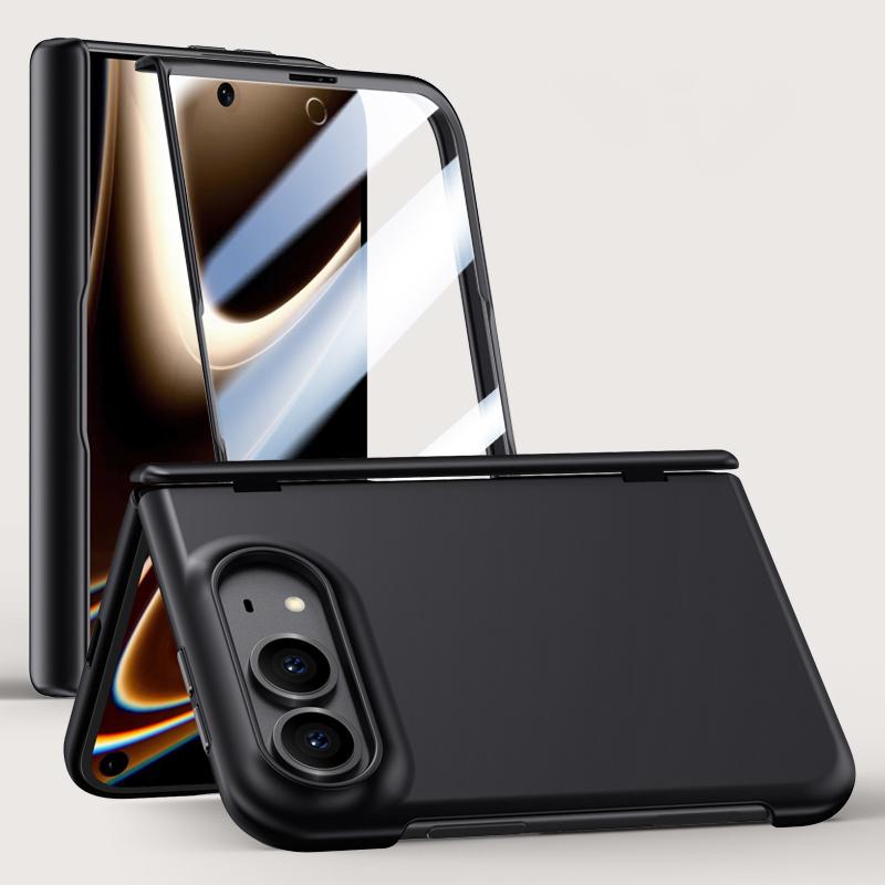 Compatible with iPhone Duo Crazy Series Integrated HD Film Skin Feel Center Axis Phone Case - Black