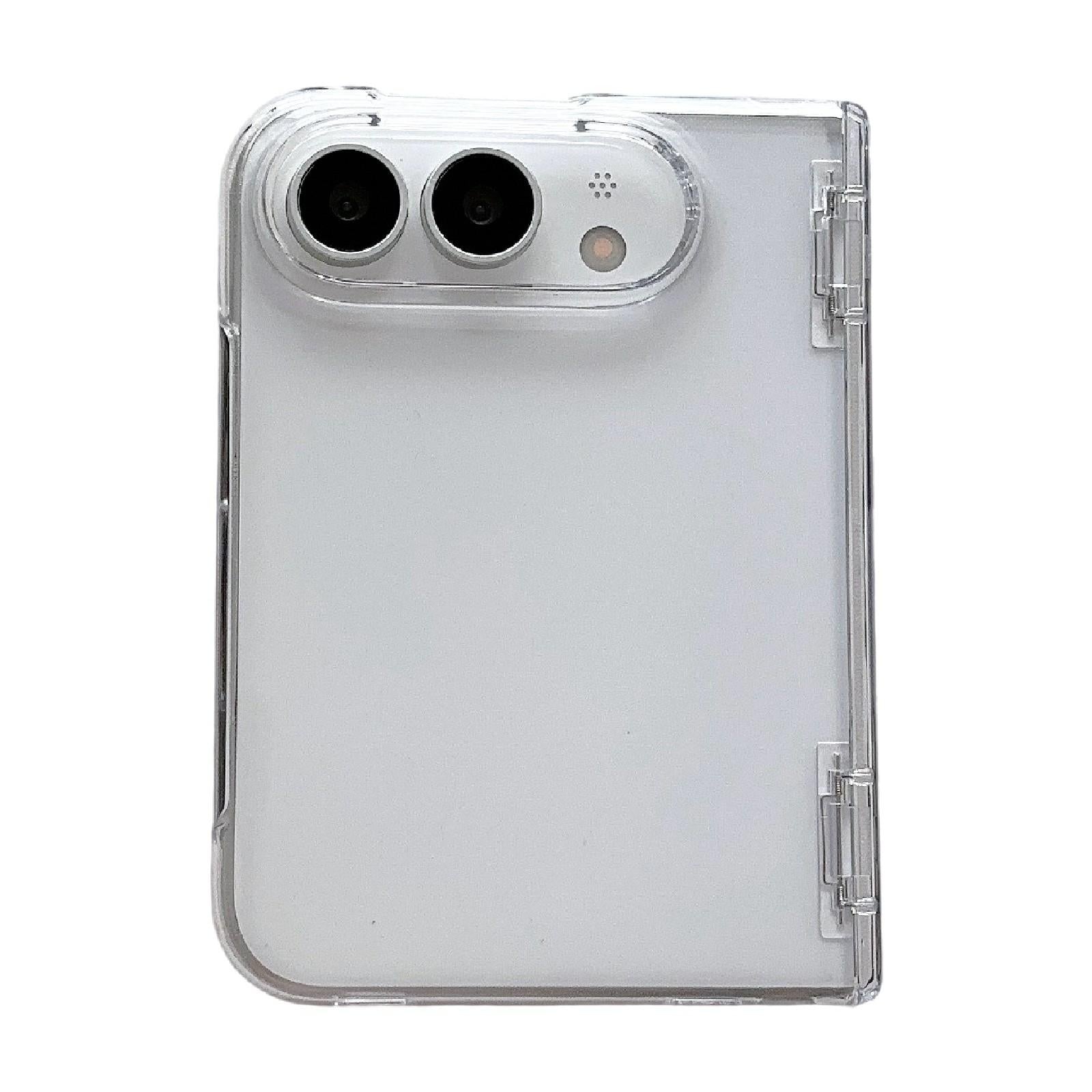 Compatible with iPhone Duo Clear Spring Hinge PC Phone Case - Transparent