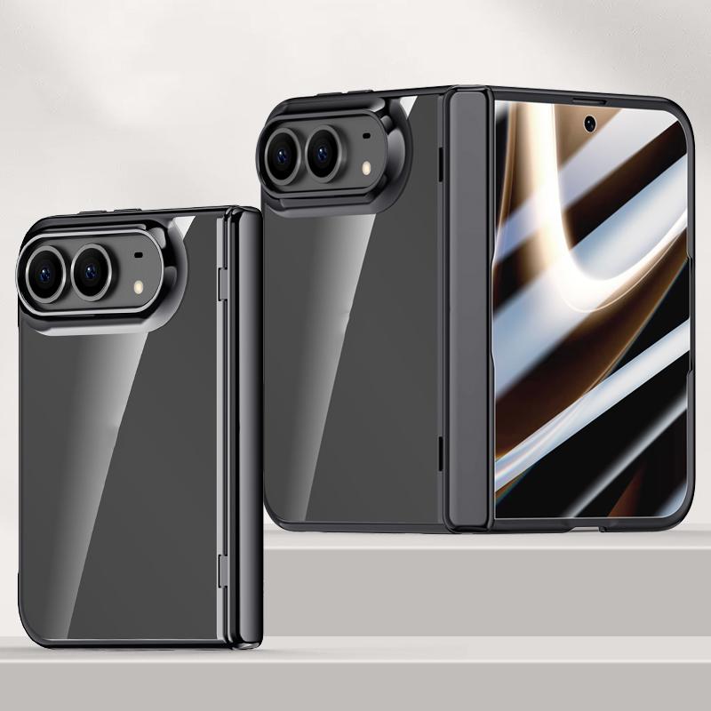 Compatible with iPhone Duo Icebreaking Series Integrated HD Film Electroplated Crystal Clear Center Axis Phone Case - Black