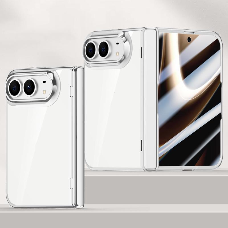 Compatible with iPhone Duo Icebreaking Series Integrated HD Film Electroplated Crystal Clear Center Axis Phone Case - Silver