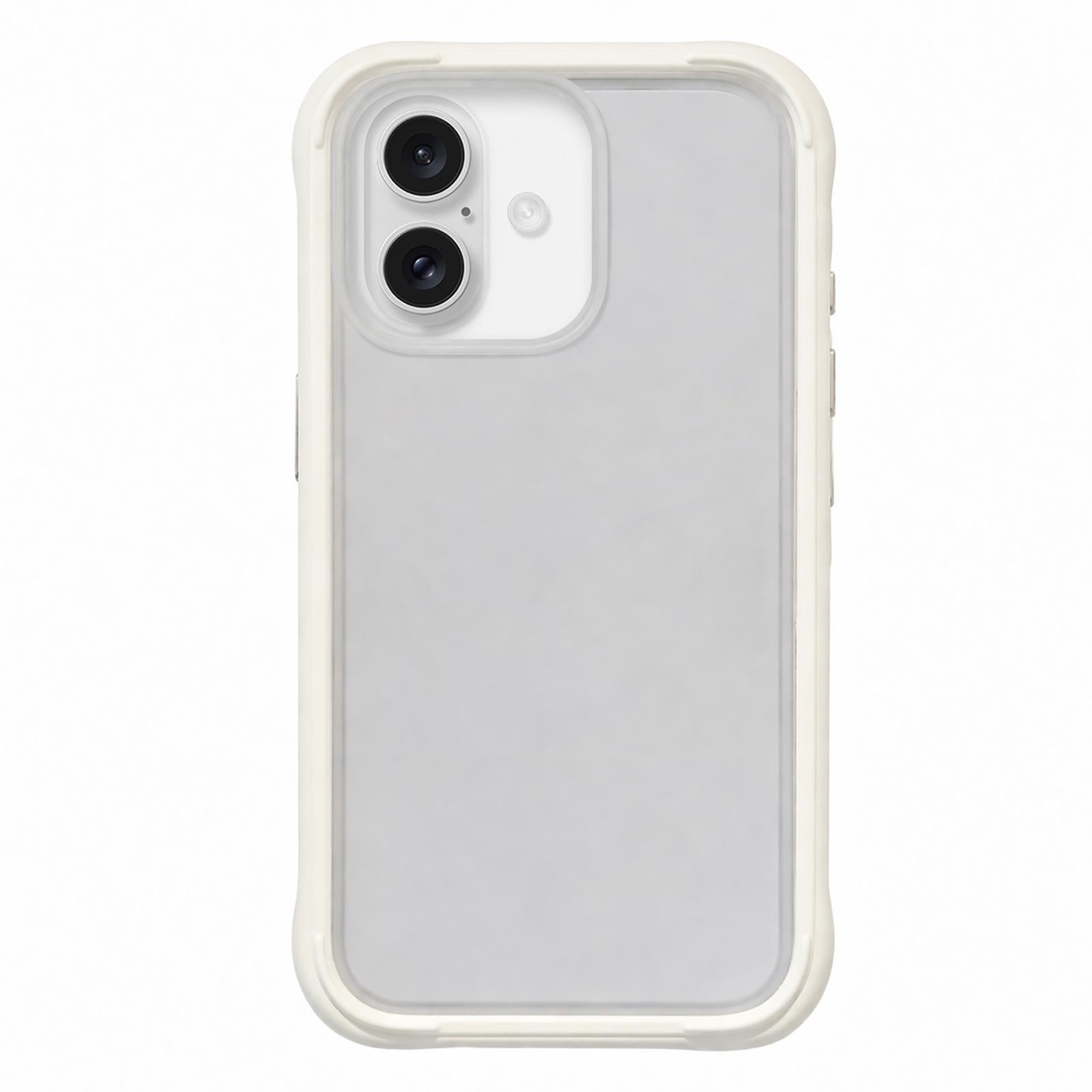Compatible with iPhone 18 Silicone Frame Bumper Frosted Back Panel Phone Case - White