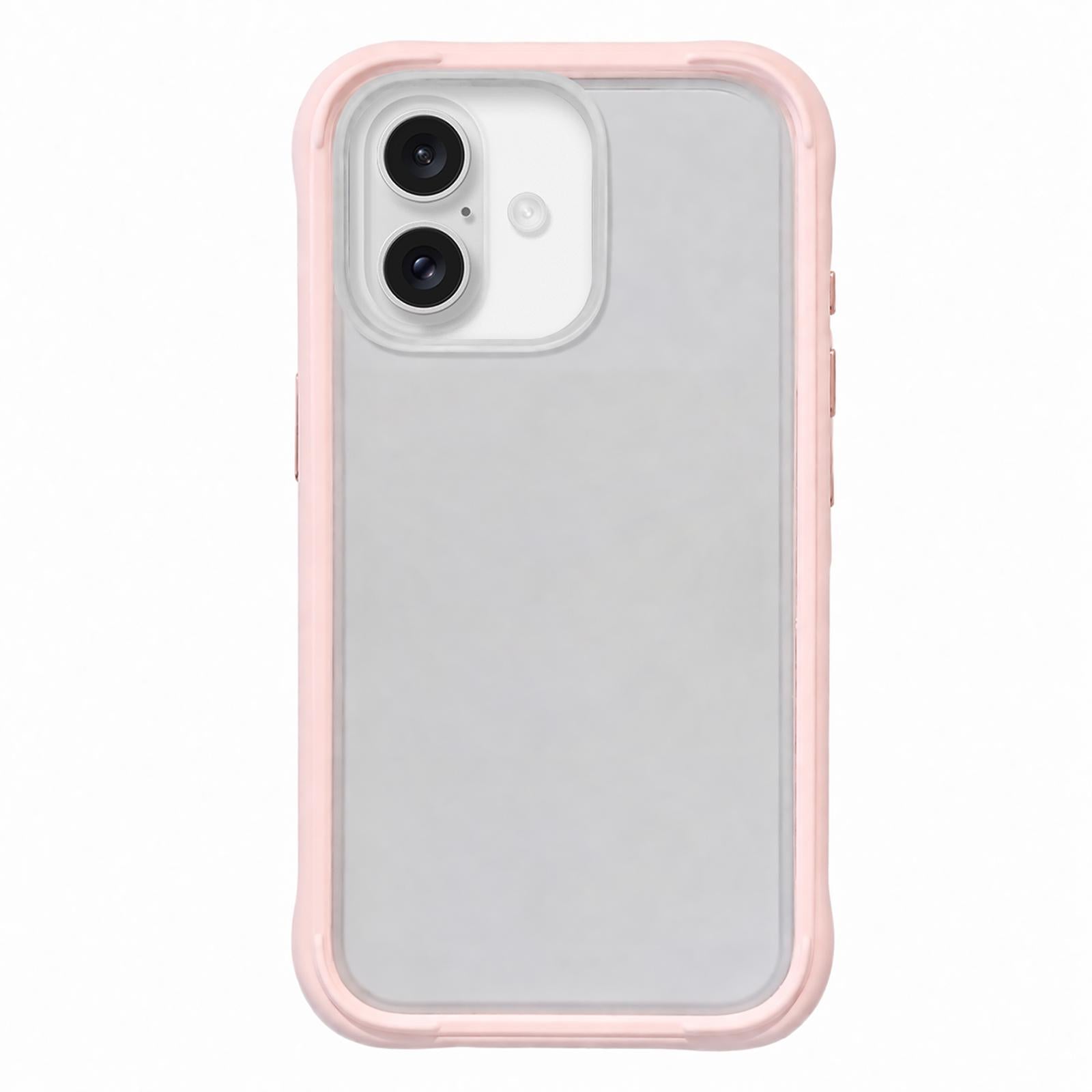 Compatible with iPhone 18 Silicone Frame Bumper Frosted Back Panel Phone Case - Grey Pink