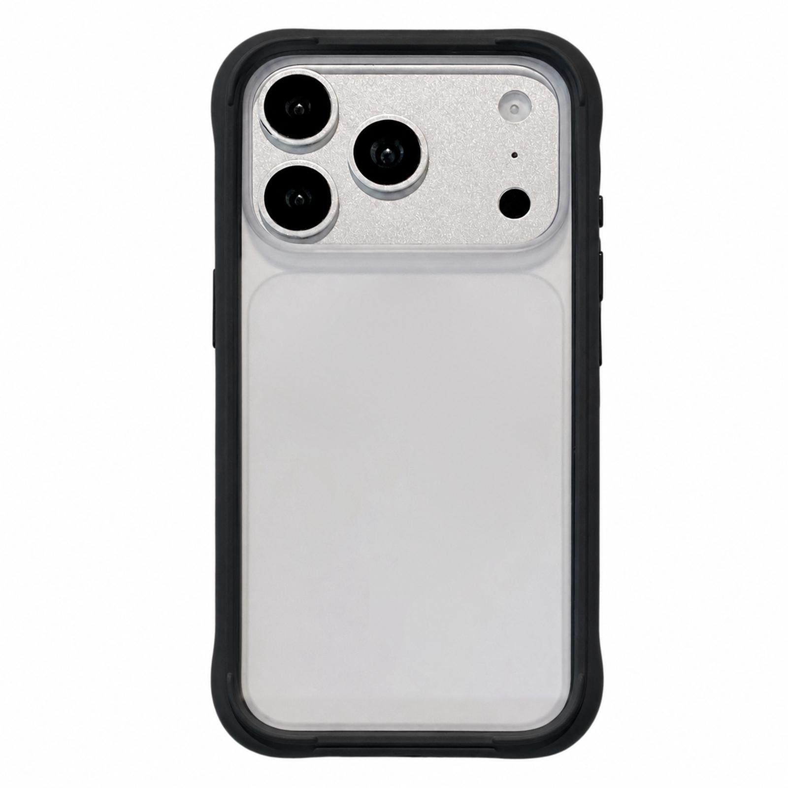 Compatible with iPhone 18 Pro Silicone Frame Bumper Frosted Back Panel Phone Case - Black