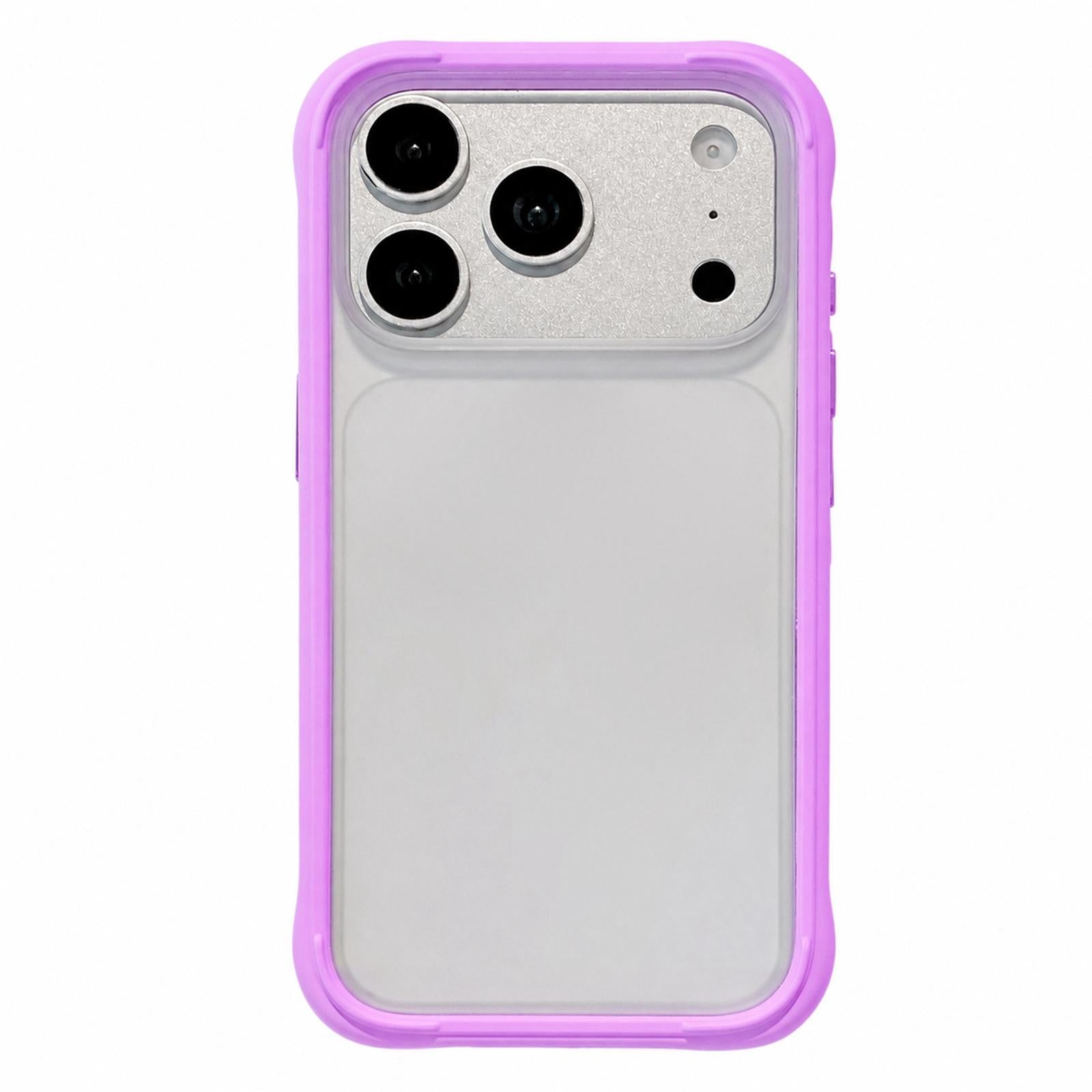 Compatible with iPhone 18 Pro Silicone Frame Bumper Frosted Back Panel Phone Case - Purple