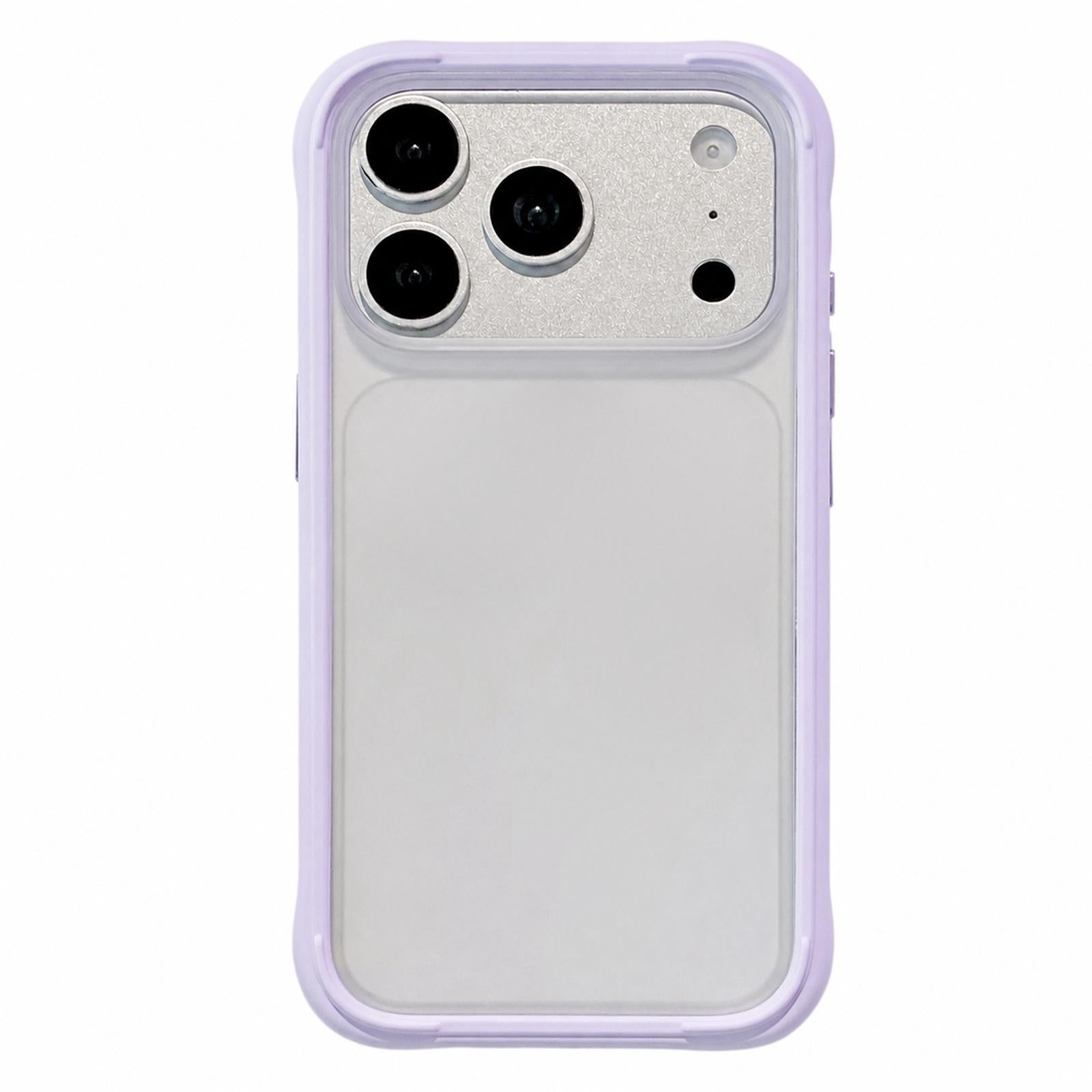 Compatible with iPhone 18 Pro Silicone Frame Bumper Frosted Back Panel Phone Case - Morandi Purple