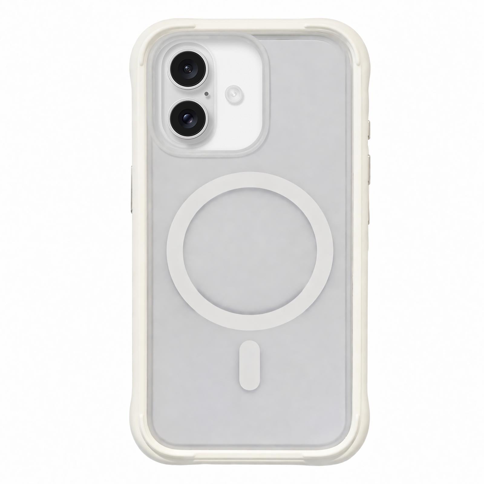 Compatible with iPhone 18 Silicone Frame Bumper Magnetic Frosted Back Panel Phone Case - White