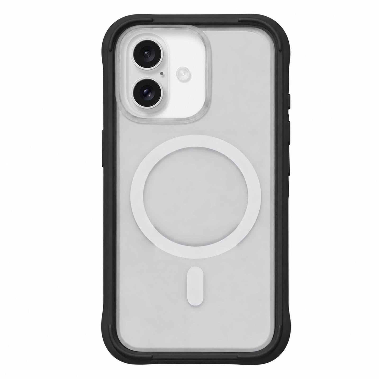 Compatible with iPhone 18 Silicone Frame Bumper Magnetic Frosted Back Panel Phone Case - Black