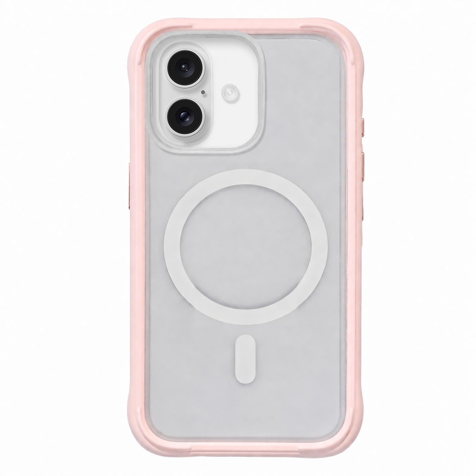 Compatible with iPhone 18 Silicone Frame Bumper Magnetic Frosted Back Panel Phone Case - Grey Pink