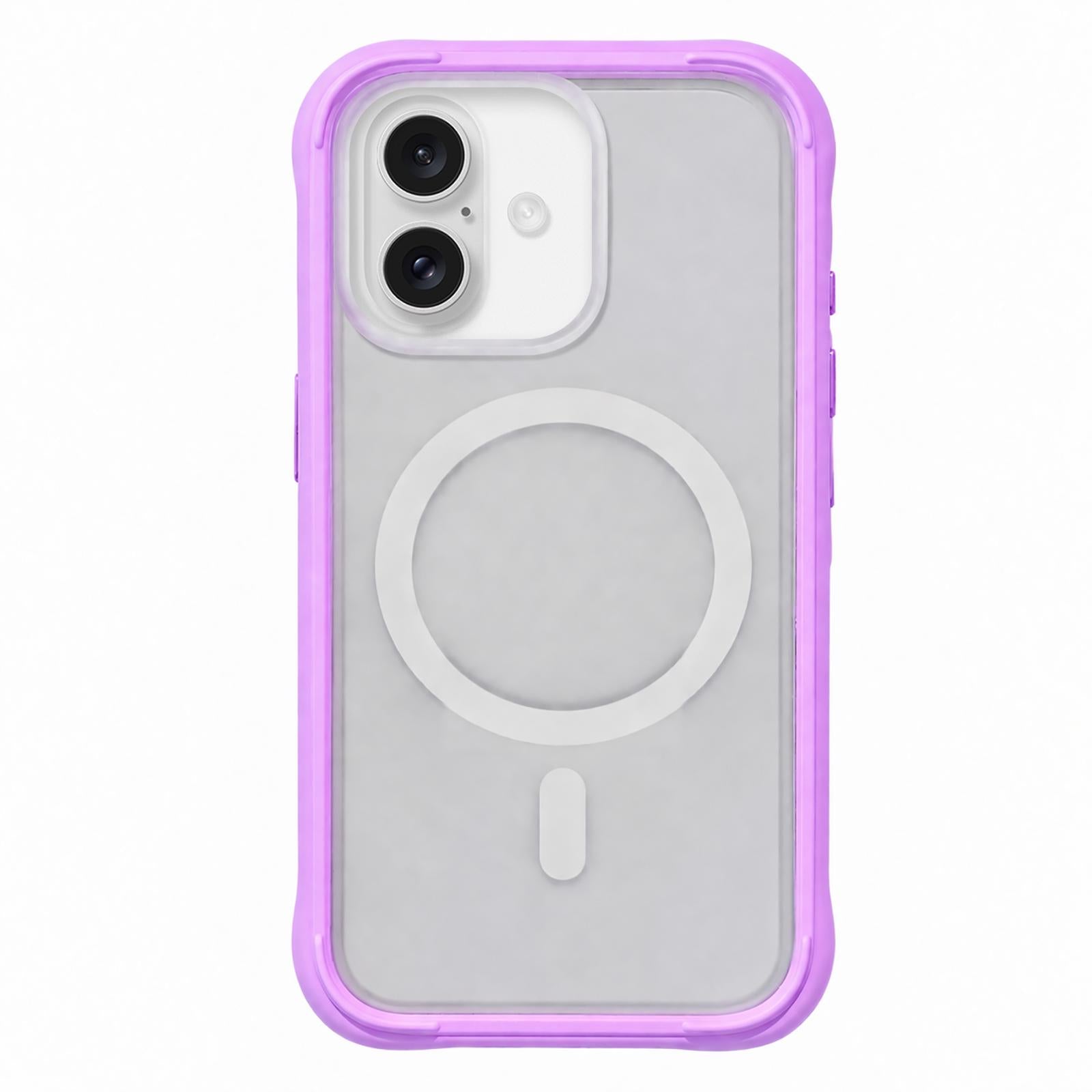 Compatible with iPhone 18 Silicone Frame Bumper Magnetic Frosted Back Panel Phone Case - Purple