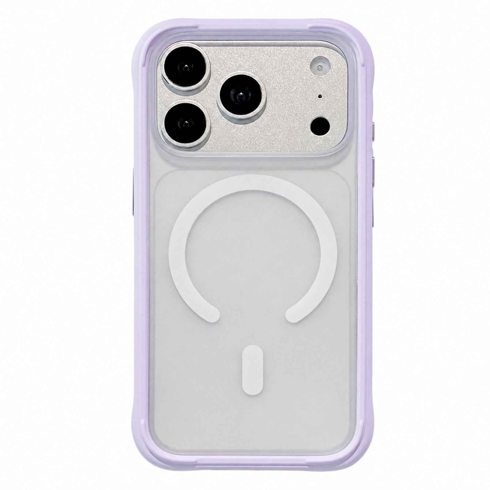 Compatible with iPhone 18 Pro Silicone Frame Bumper Magnetic Frosted Back Panel Phone Case - Morandi Purple