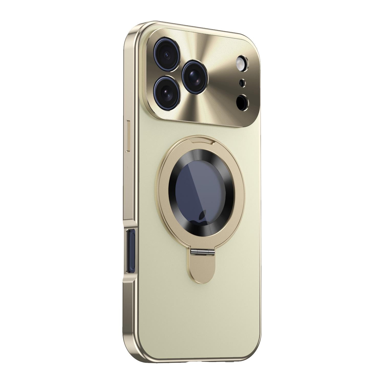 Compatible with iPhone 18 Pro Privacy Screen Film Full Cover MagSafe Holder Phone Case - Gold