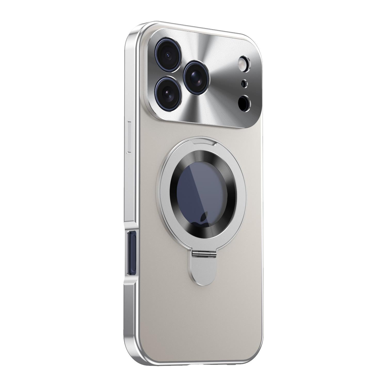 Compatible with iPhone 18 Pro Privacy Screen Film Full Cover MagSafe Holder Phone Case - Silver