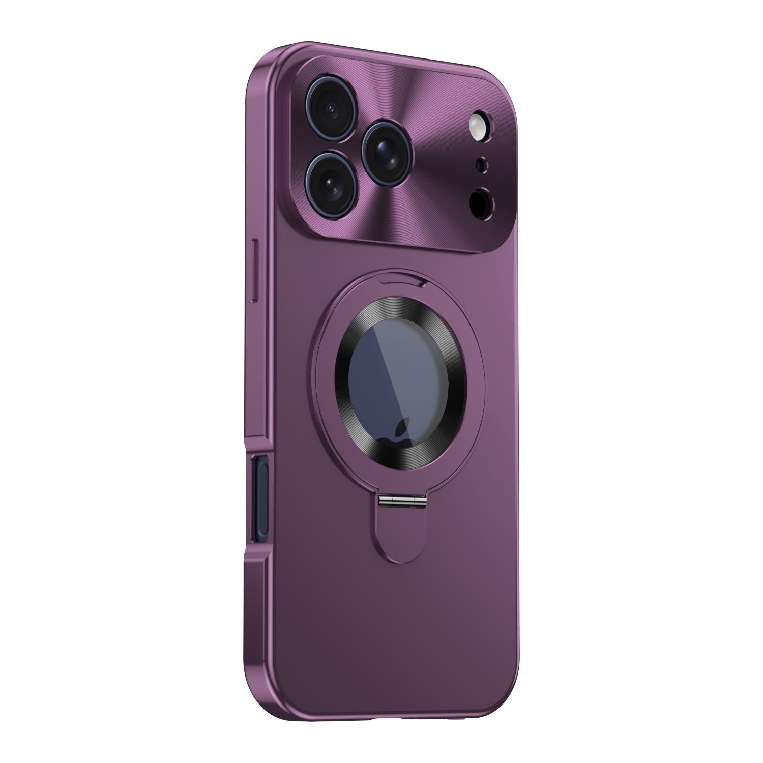 Compatible with iPhone 18 Pro Privacy Screen Film Full Cover MagSafe Holder Phone Case - Plum