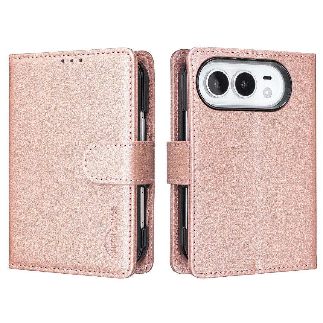 Compatible with iPhone Duo Litchi Texture RFID Anti-theft Leather Phone Case - Gold