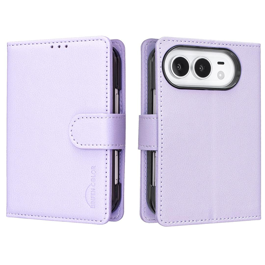 Compatible with iPhone Duo Litchi Texture RFID Anti-theft Leather Phone Case - Purple