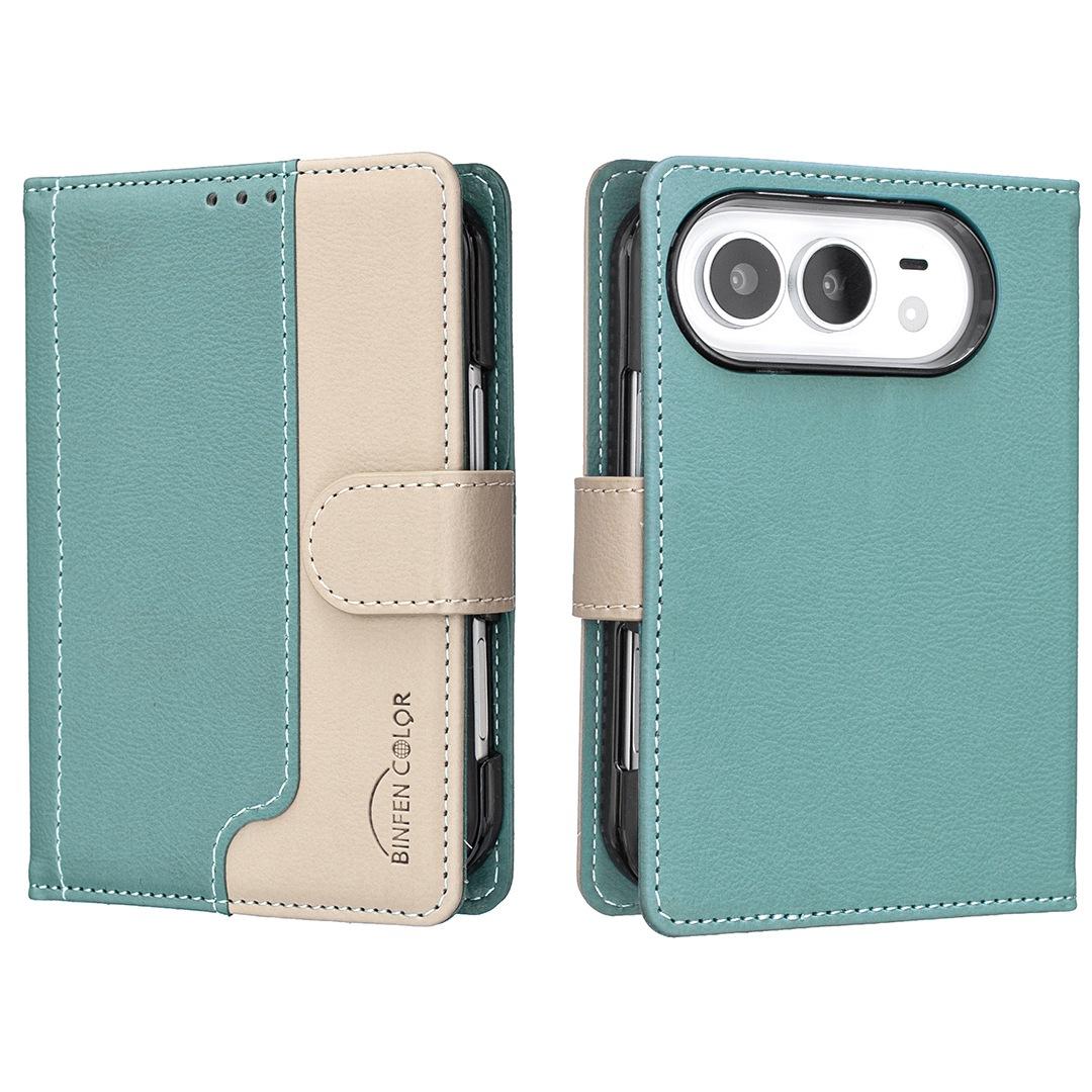 Compatible with iPhone Duo Color Matching RFID Anti-theft Leather Phone Case - Green