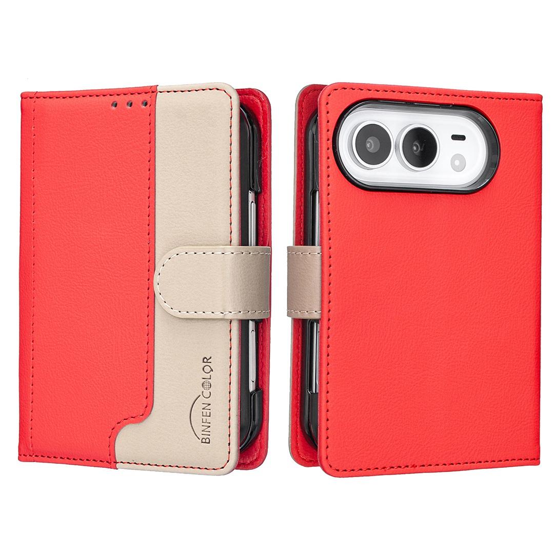 Compatible with iPhone Duo Color Matching RFID Anti-theft Leather Phone Case - Red