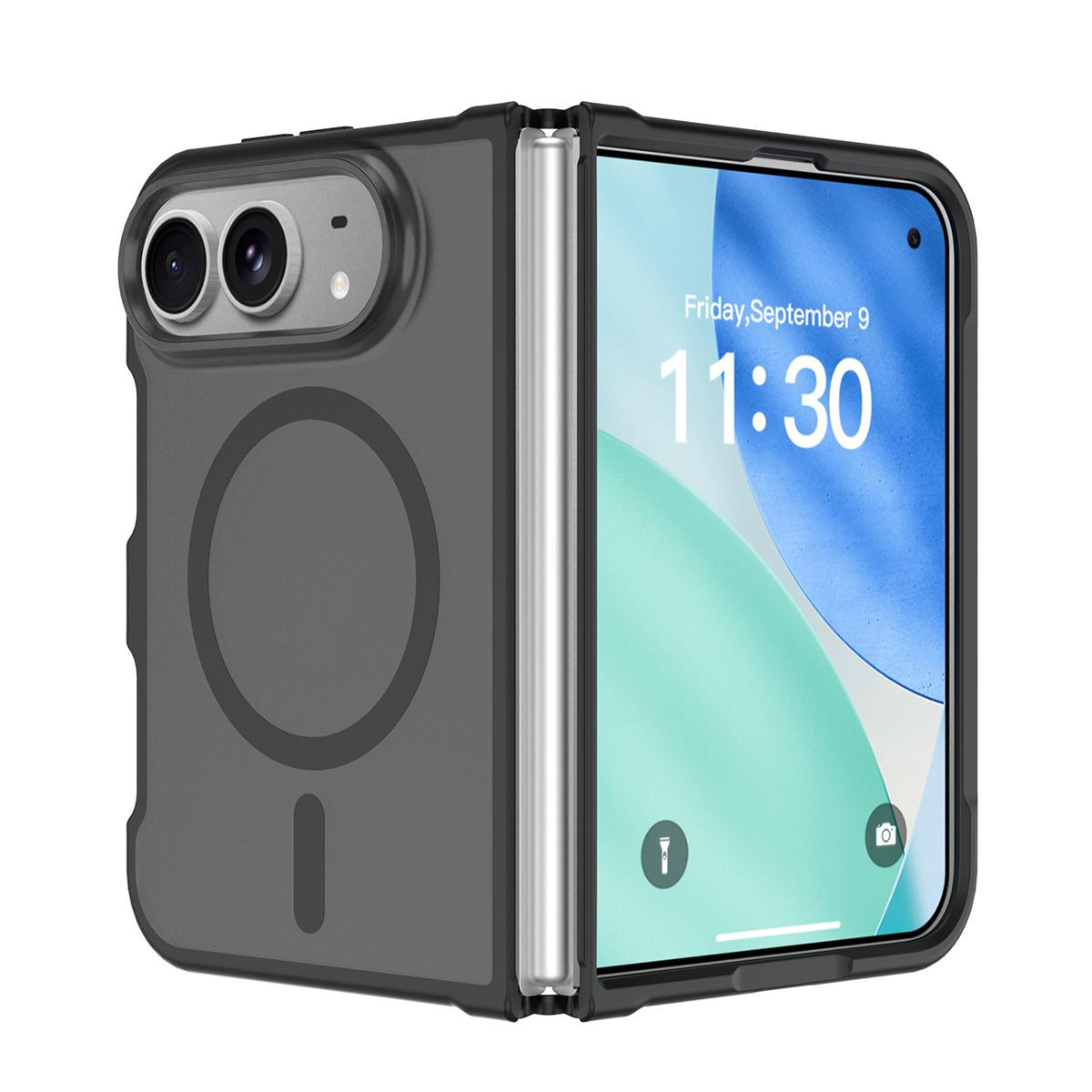 Compatible with iPhone Duo XDcase Skin Feel Frosted PC Hybrid TPU Magnetic Phone Case - Black