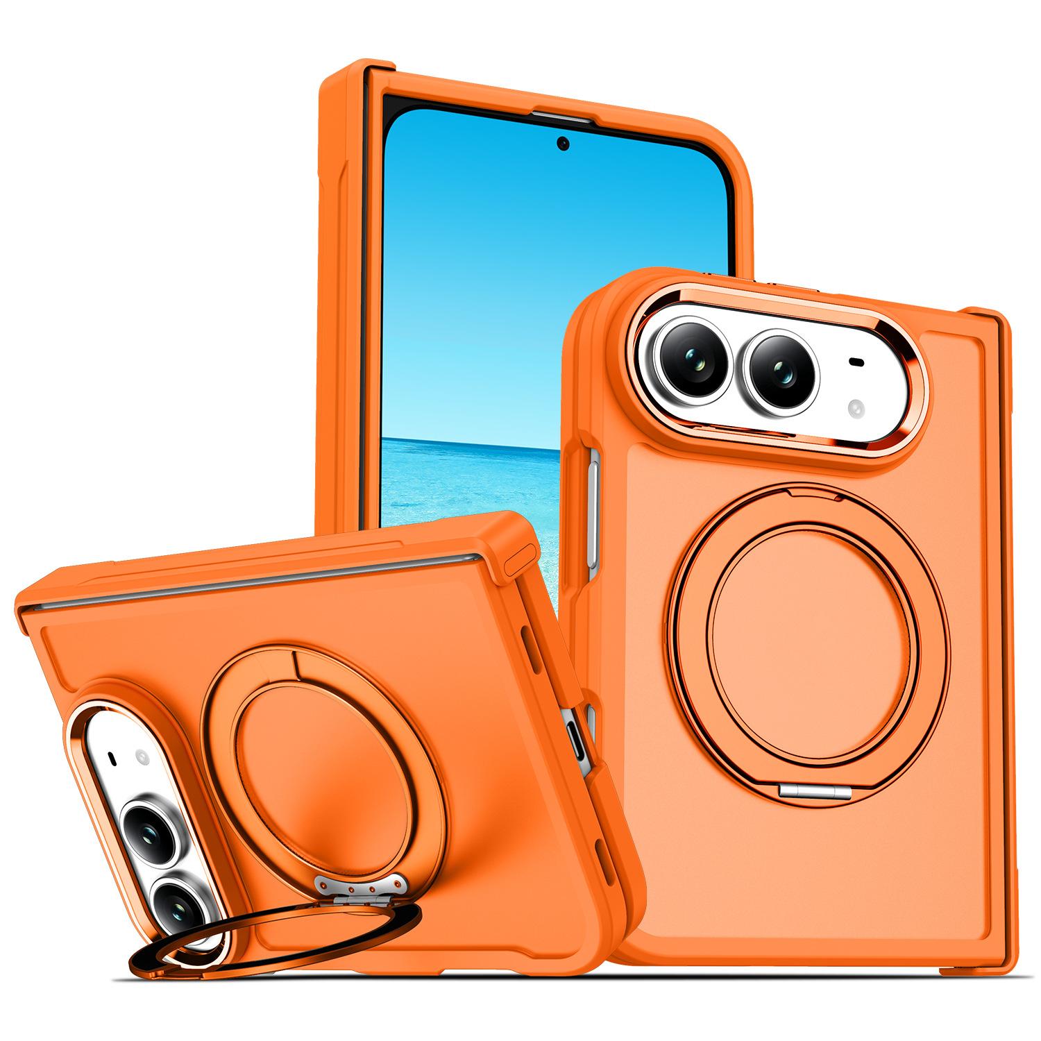 Compatible with iPhone Duo XDcase Armor-style Hinge Protection Magnetic Ring Holder Phone Case - Orange